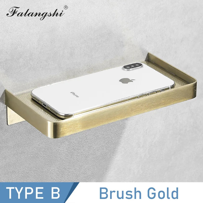 Falangshi Stainless Steel Wall-Mounted Bathroom Shelf & Phone Holder – Shower Storage Rack