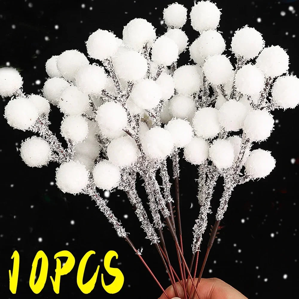 Artificial Snow-Tipped Berry Branches – Holiday & Event Decoration