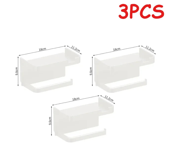 Wall-Mounted Plastic Toilet Paper Holder – Storage Rack & Towel Hook with Phone Stand