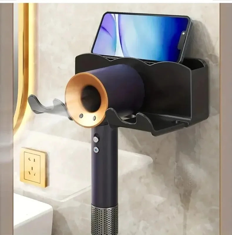 Wall-Mounted Hair Dryer Storage Rack – Bathroom Organizer