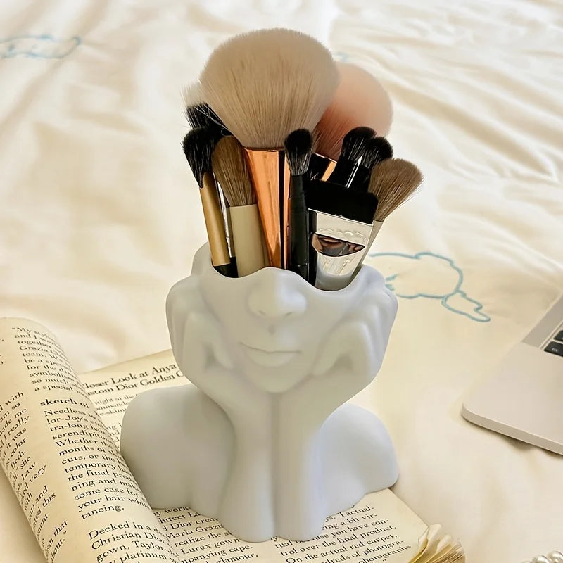 Face-Shaped Makeup Brush Holder – Portable Beauty Storage Box for Makeup Brushes & Cosmetics