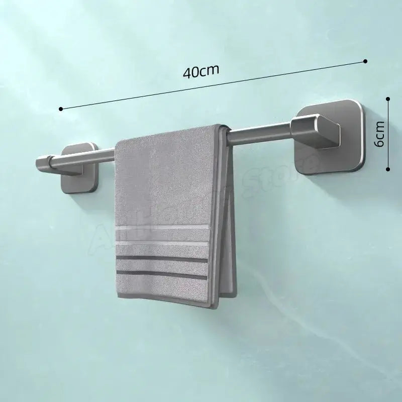 Self-Adhesive Wall-Mounted Towel Rack – No-Drill Bathroom Bar & Corner Storage Shelf