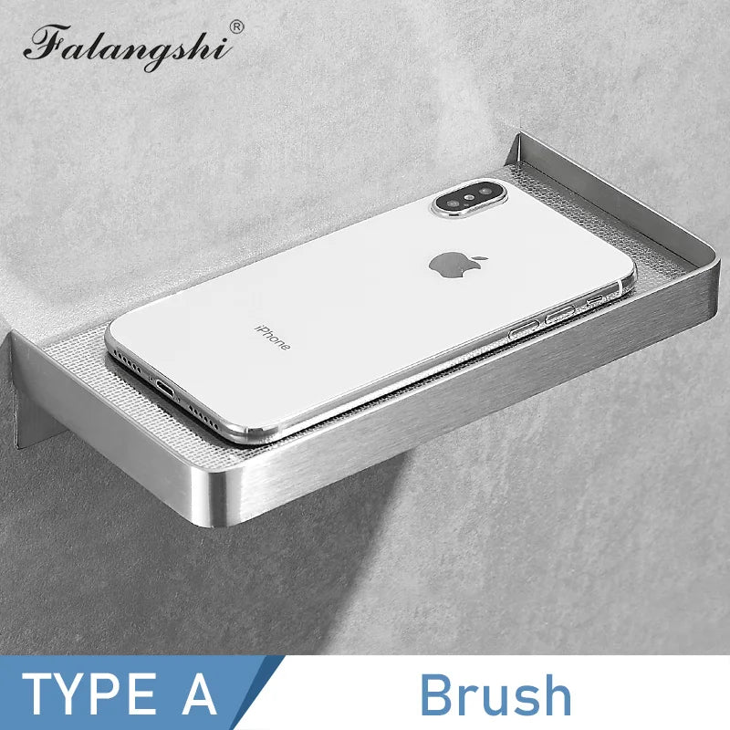 Falangshi Stainless Steel Wall-Mounted Bathroom Shelf & Phone Holder – Shower Storage Rack