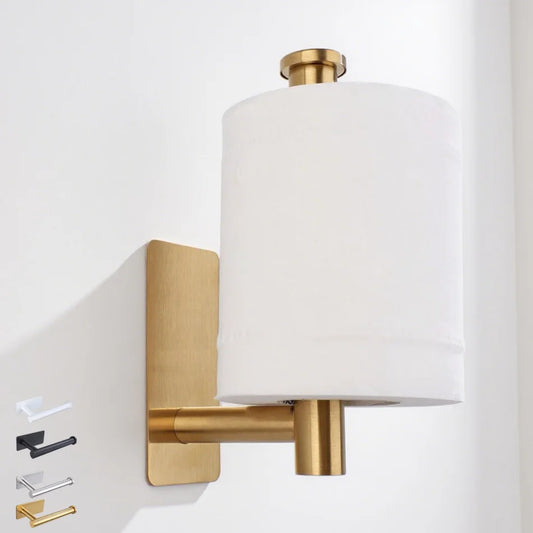 Adhesive Stainless Steel Paper Holder – Brushed Wall-Mounted Tissue & Towel Roll Stand