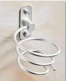 Wall-Mounted Hair Dryer Holder – Aluminum Spiral Organizer Rack
