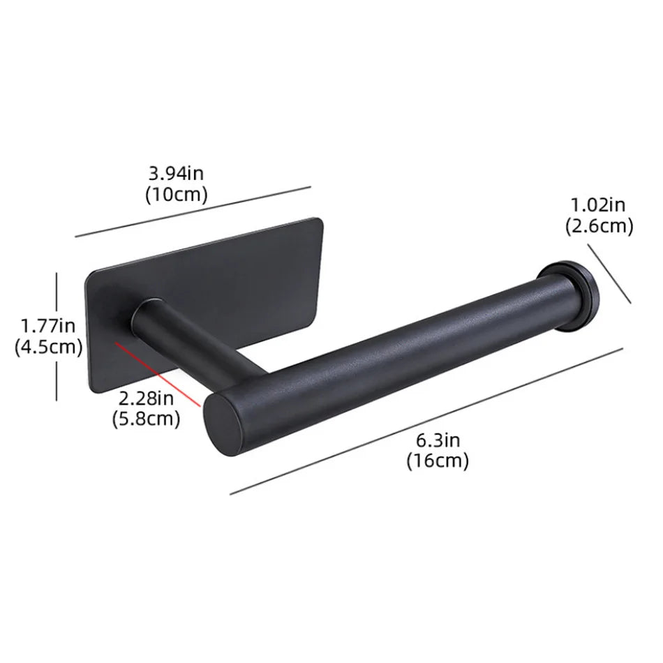 Adhesive Stainless Steel Paper Holder – Brushed Wall-Mounted Tissue & Towel Roll Stand
