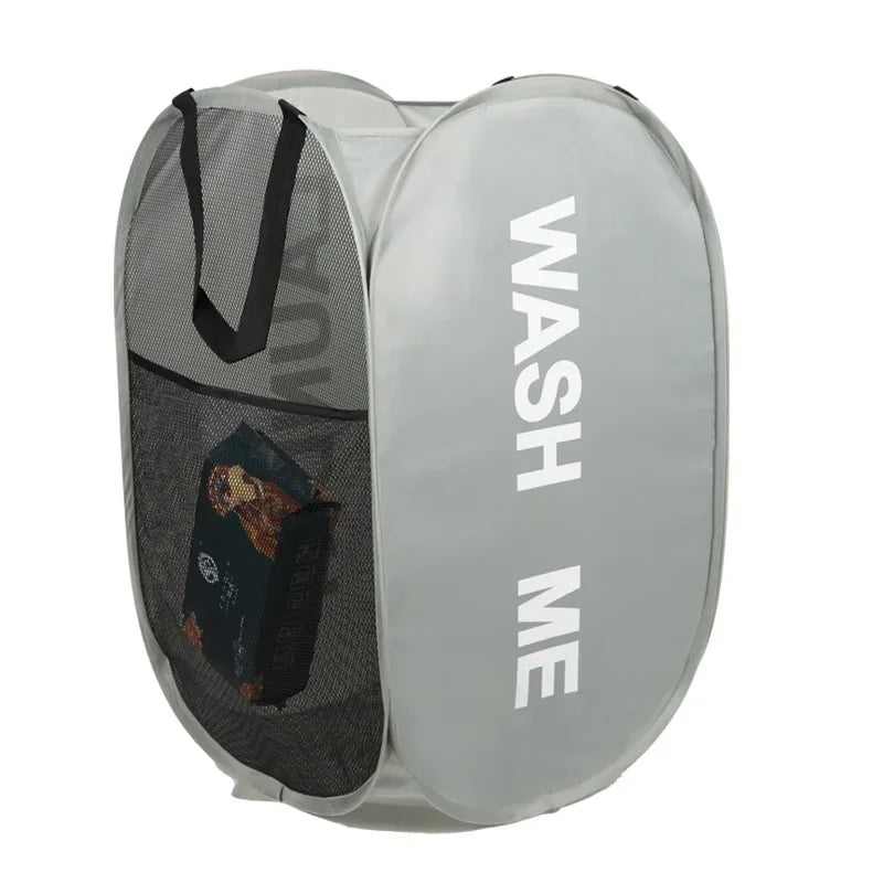 Portable Pop-Up Mesh Laundry Hamper – Lightweight & Foldable