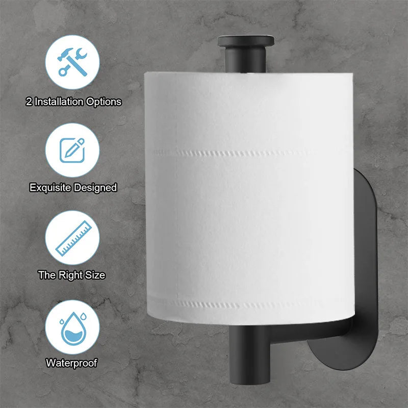 Adhesive Stainless Steel Toilet Paper Holder – Waterproof Tissue Hanger