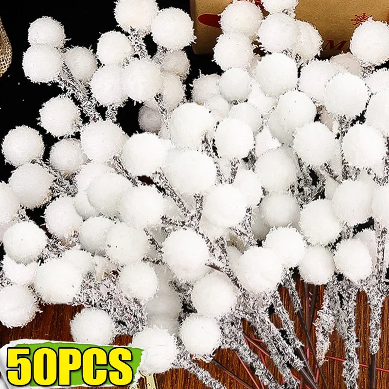 Artificial Snow-Tipped Berry Branches – Holiday & Event Decoration