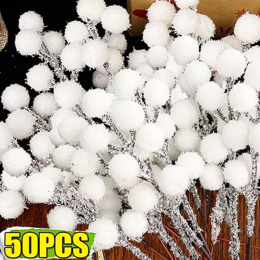 Artificial Snow-Tipped Berry Branches – Holiday & Event Decoration