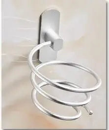 Wall-Mounted Hair Dryer Holder – Aluminum Spiral Organizer Rack