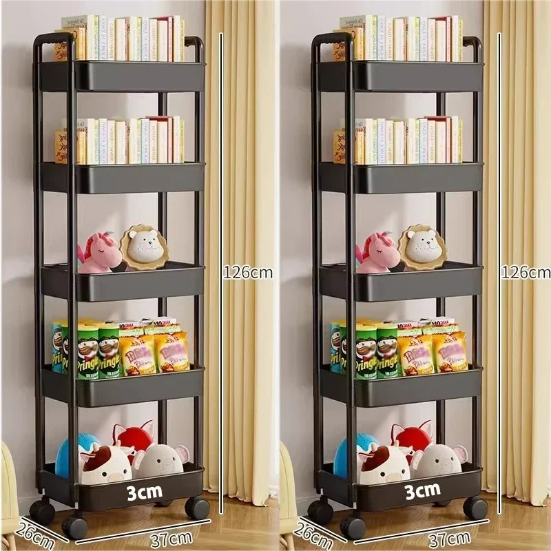 Multi-Layer Mobile Storage Cart with Wheels – Kitchen, Bathroom & Home Organizer