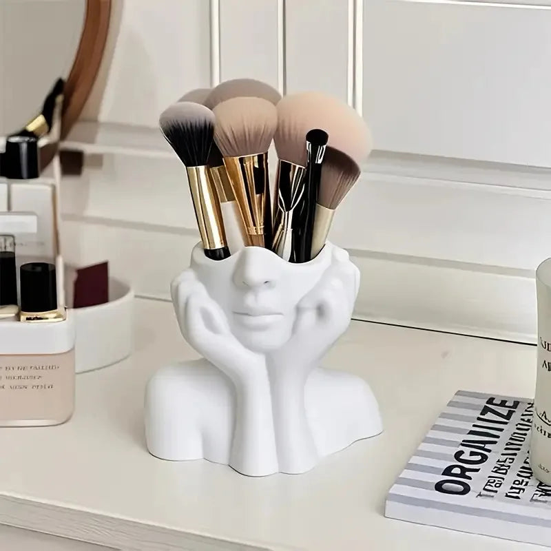 Face-Shaped Makeup Brush Holder – Portable Beauty Storage Box for Makeup Brushes & Cosmetics
