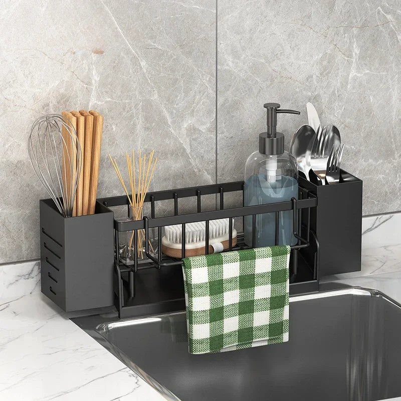 Self-Draining Kitchen Sink Organizer – ABS Rack for Sponge, Soap & Dishcloth