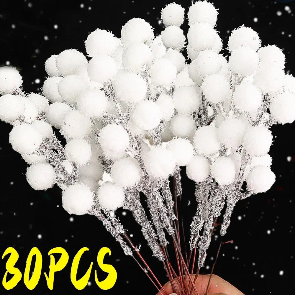 Artificial Snow-Tipped Berry Branches – Holiday & Event Decoration
