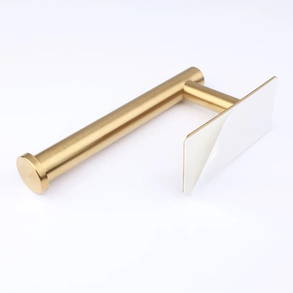 Adhesive Stainless Steel Paper Holder – Brushed Wall-Mounted Tissue & Towel Roll Stand