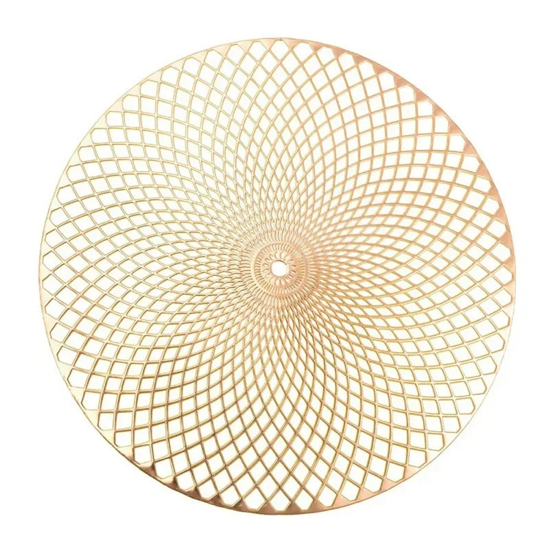 Round PVC Leaf Placemat – Heat-Resistant Hollow Weave Dining Table Mat