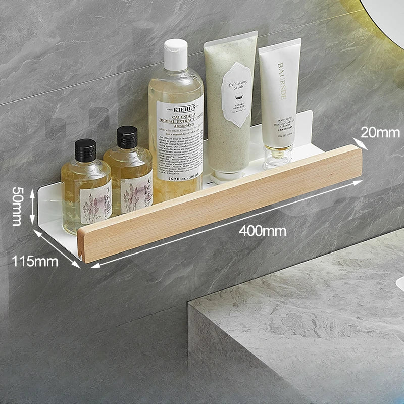 Wooden Kitchen Wall Shelf – Punch-Free Spice Rack & Corner Organizer