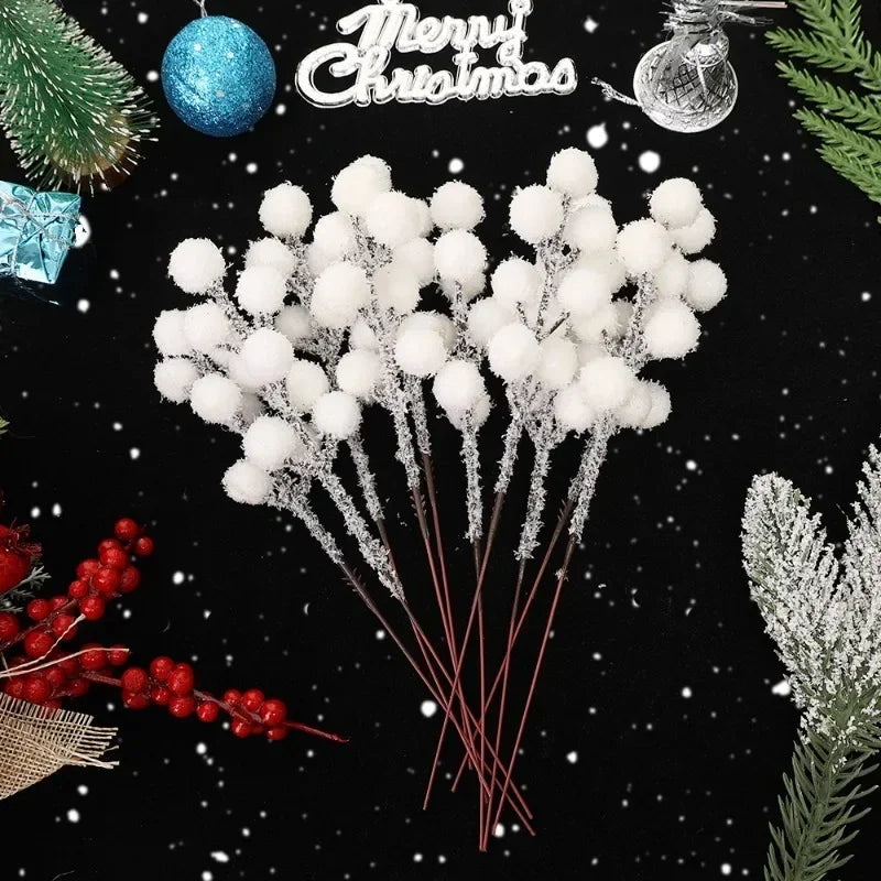 Artificial Snow-Tipped Berry Branches – Holiday & Event Decoration