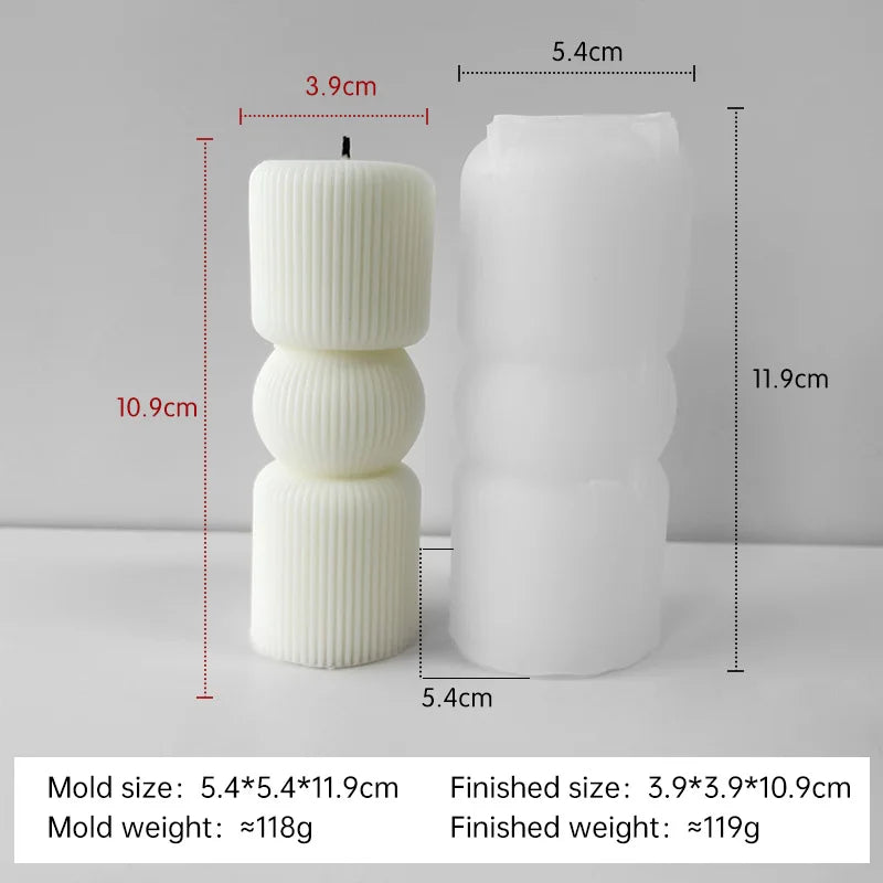 Striped Cylinder Silicone Mold – DIY Candle & Resin Craft