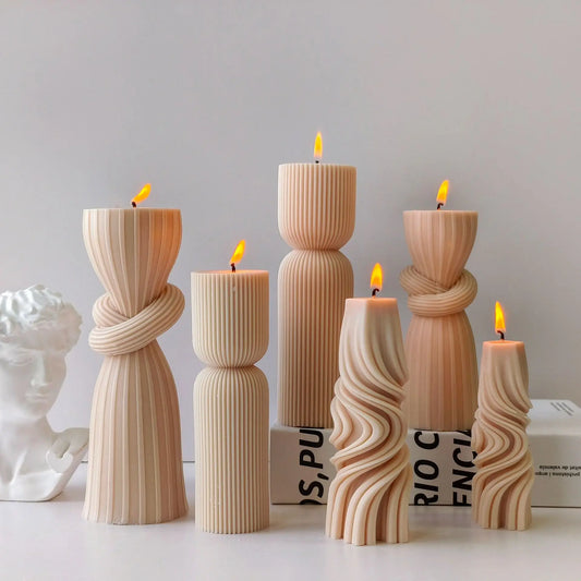 Striped Cylinder Silicone Mold – DIY Candle & Resin Craft