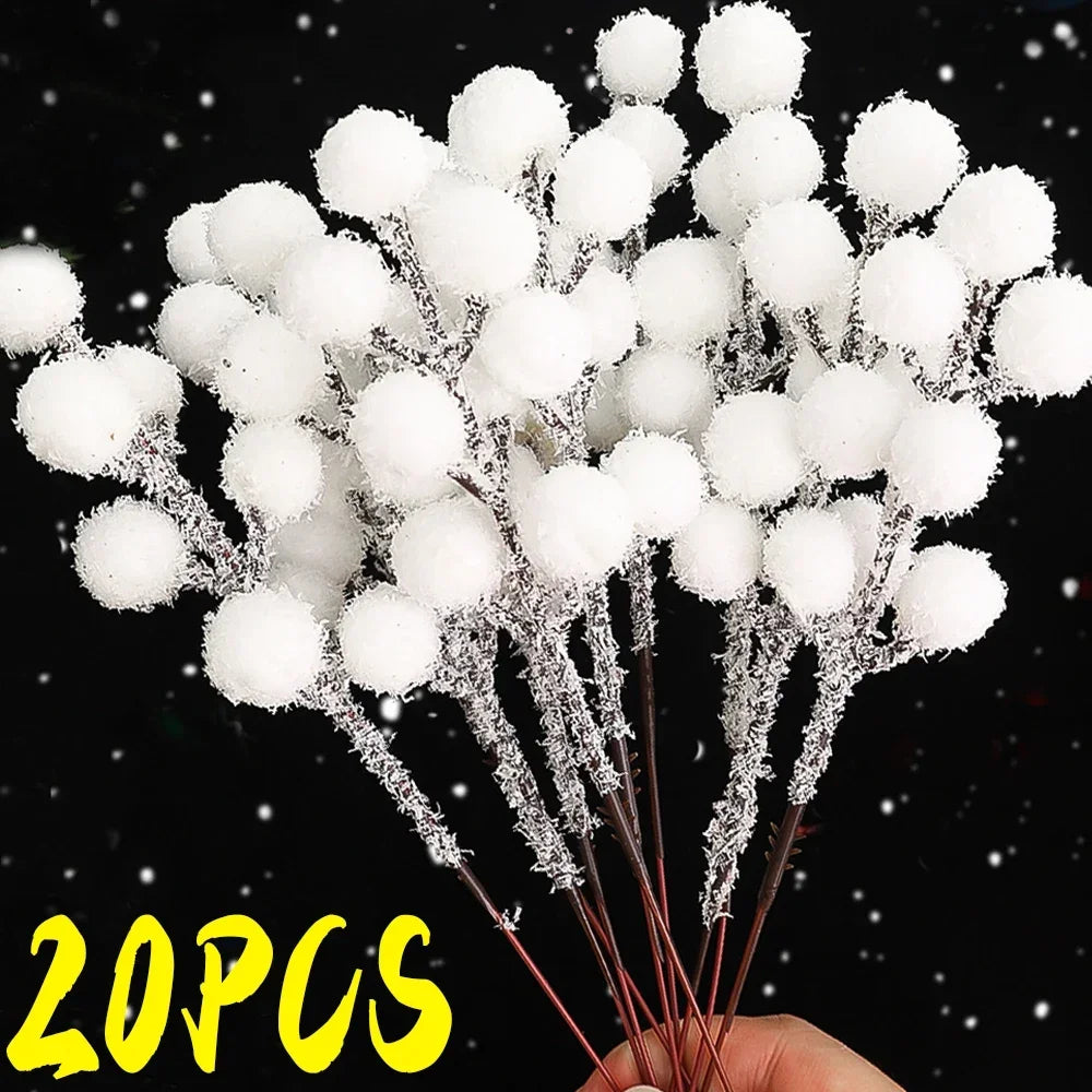 Artificial Snow-Tipped Berry Branches – Holiday & Event Decoration