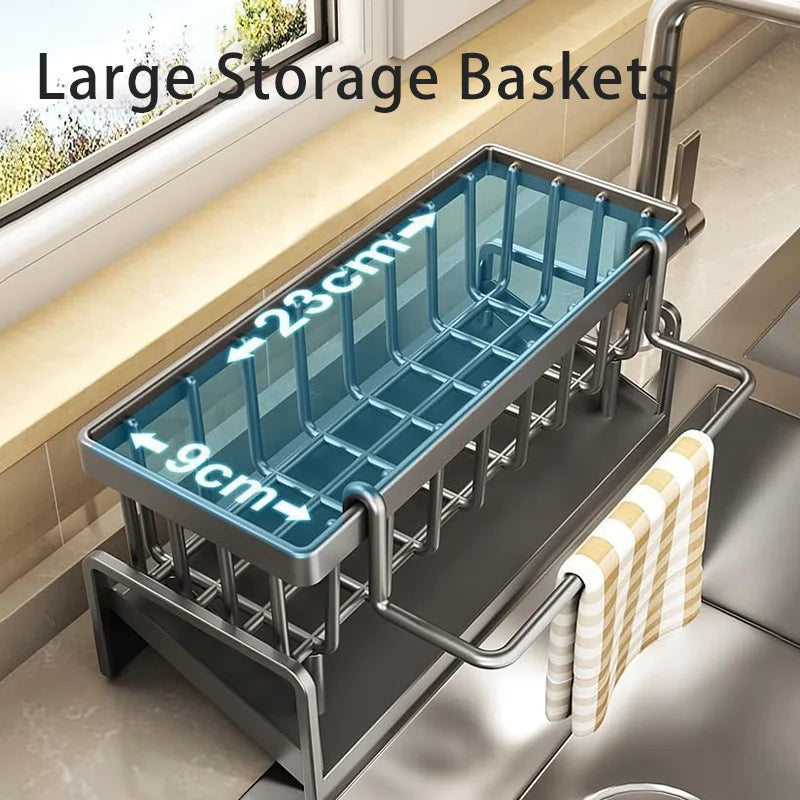Kitchen & Bathroom Drain Rack – Sponge and Towel Organizer