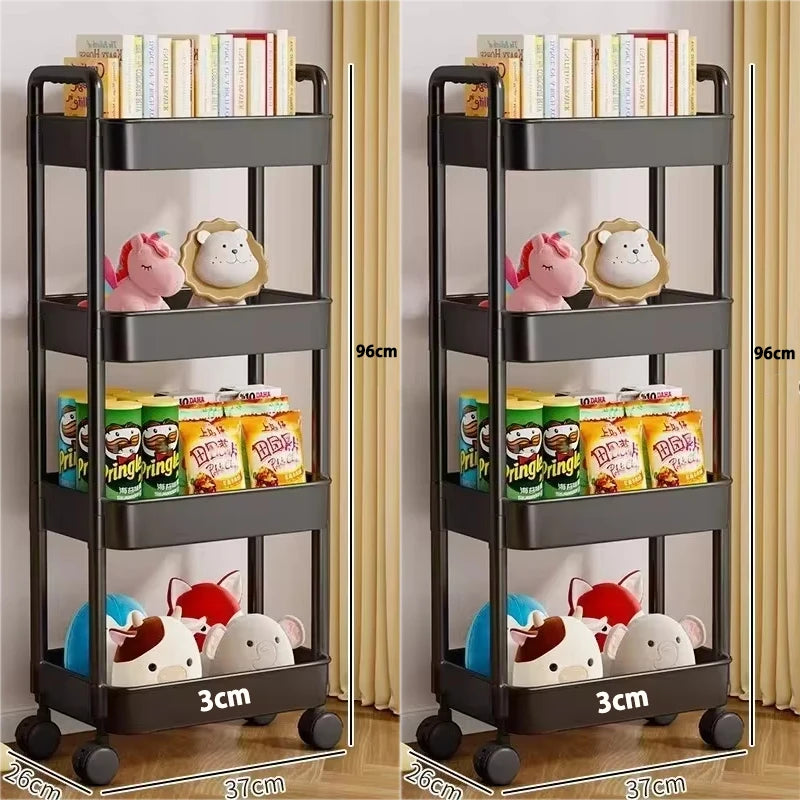 Multi-Layer Mobile Storage Cart with Wheels – Kitchen, Bathroom & Home Organizer