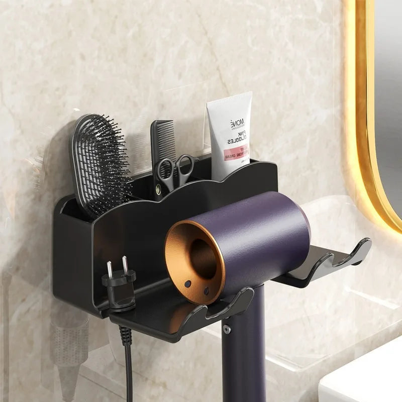 Wall-Mounted Hair Dryer Storage Rack – Bathroom Organizer