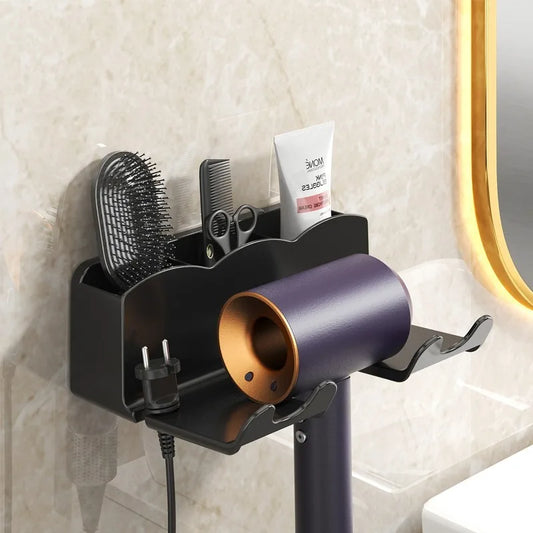 Wall-Mounted Hair Dryer Storage Rack – Bathroom Organizer