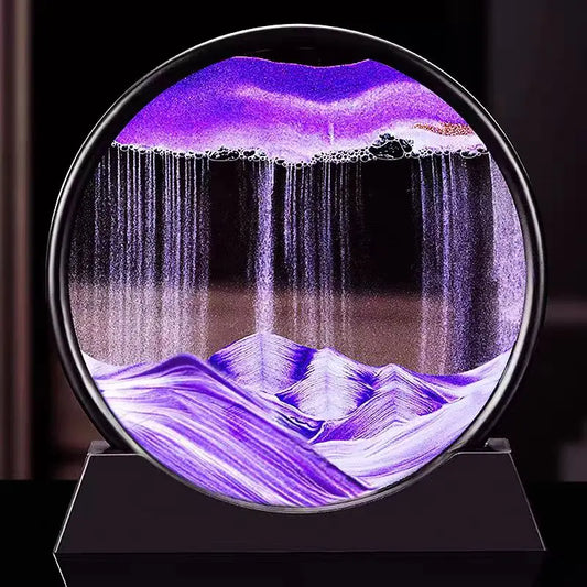 3D Moving Sand Art – Round Glass Sandscape for Home & Office Decor