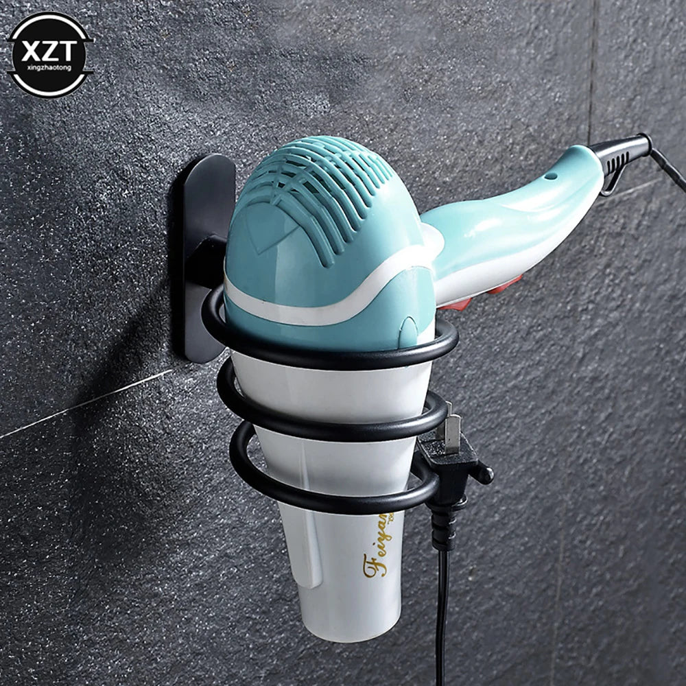 Wall-Mounted Hair Dryer Holder – Aluminum Spiral Organizer Rack