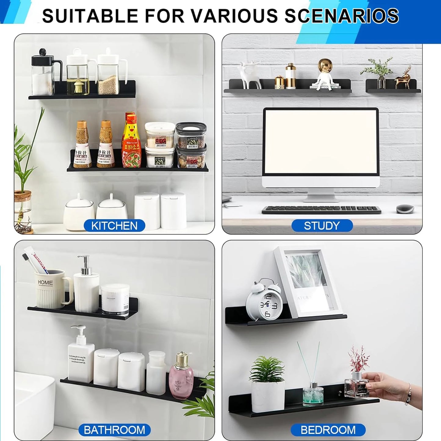 Bathroom Shelf Ledge – Display for Books, Plants & Decor