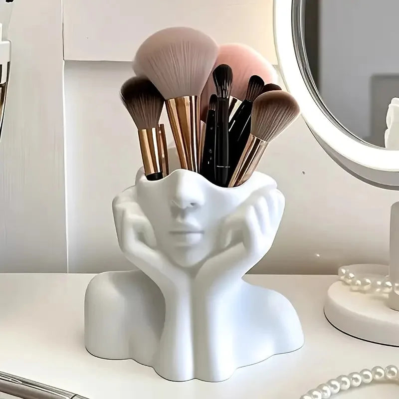 Face-Shaped Makeup Brush Holder – Portable Beauty Storage Box for Makeup Brushes & Cosmetics