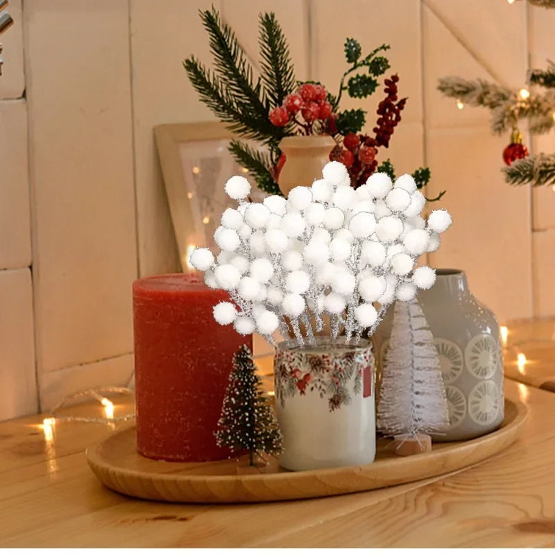 Artificial Snow-Tipped Berry Branches – Holiday & Event Decoration