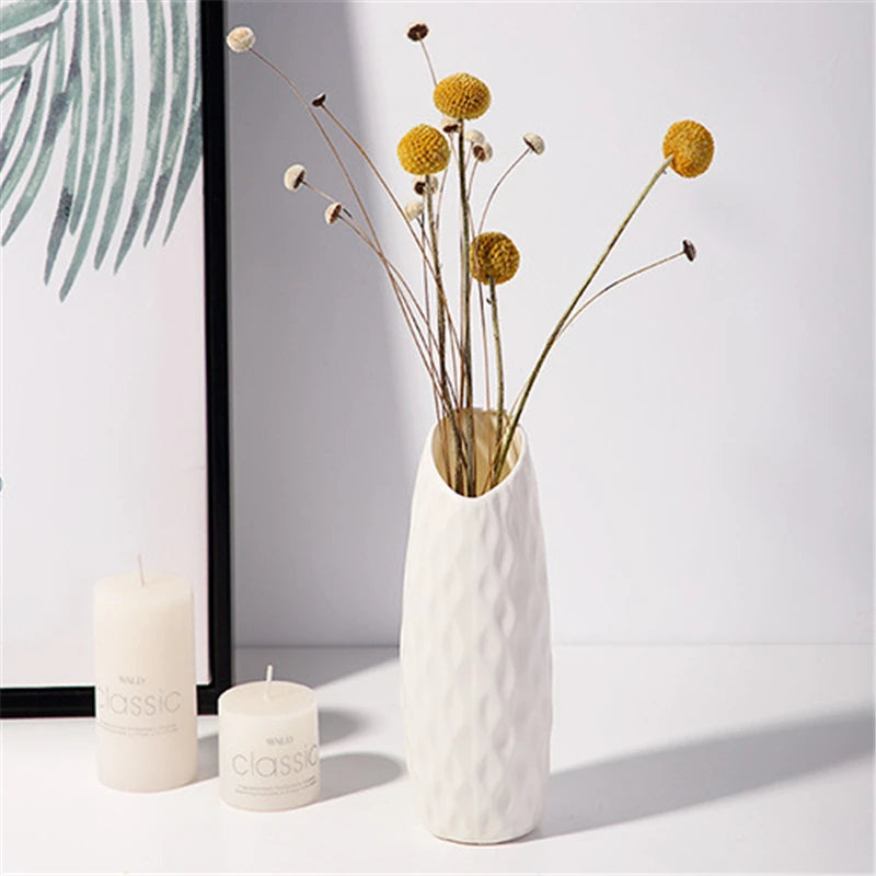 Nordic Plastic Vase – Minimalist Small Flower Pot for Modern Home Decor