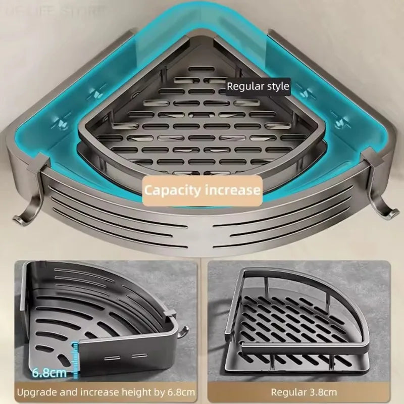 Bathroom Corner Shelf with Towel Bar & Hook – Space-Saving Organizer