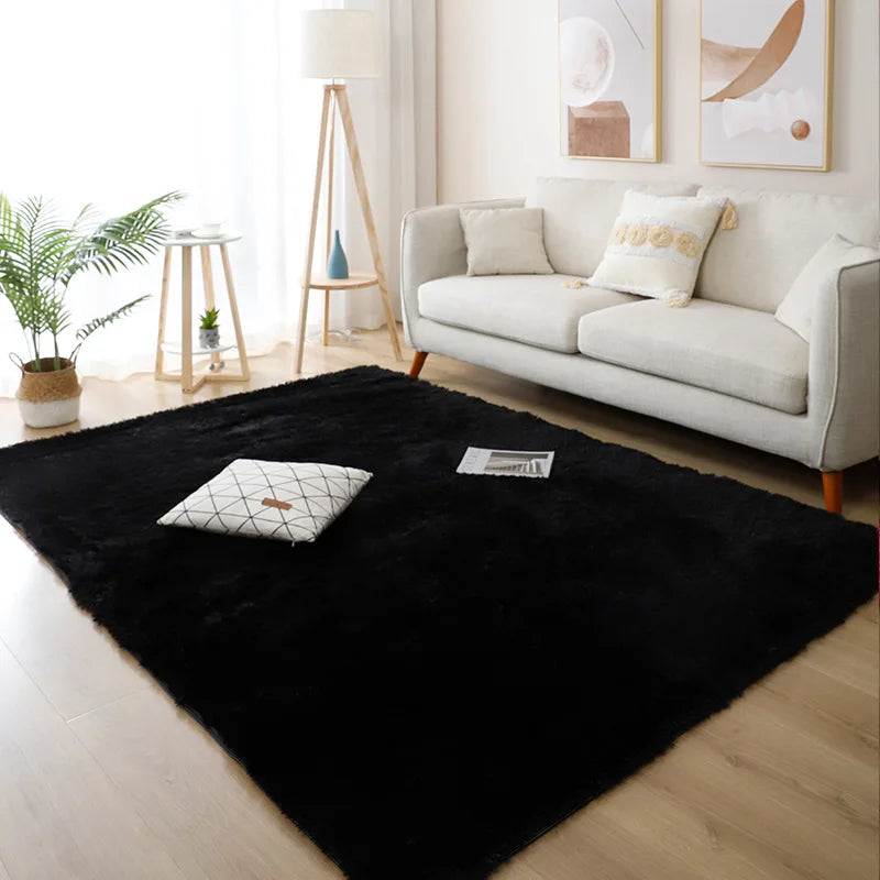 White Fluffy Rug – Modern Non-Slip Carpet for Living Room & Bedroom