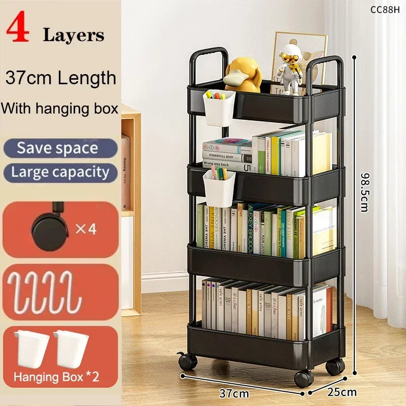Multi-Layer Mobile Storage Cart with Wheels – Kitchen, Bathroom & Home Organizer