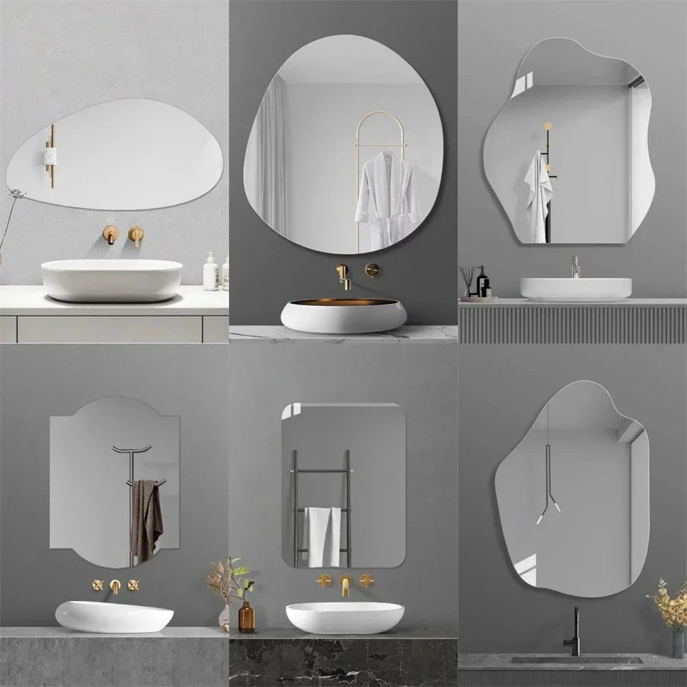 Nordic Irregular Acrylic Wall Mirror – Shatterproof Cloud-Shaped Bathroom Decor