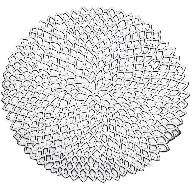 Round PVC Leaf Placemat – Heat-Resistant Hollow Weave Dining Table Mat