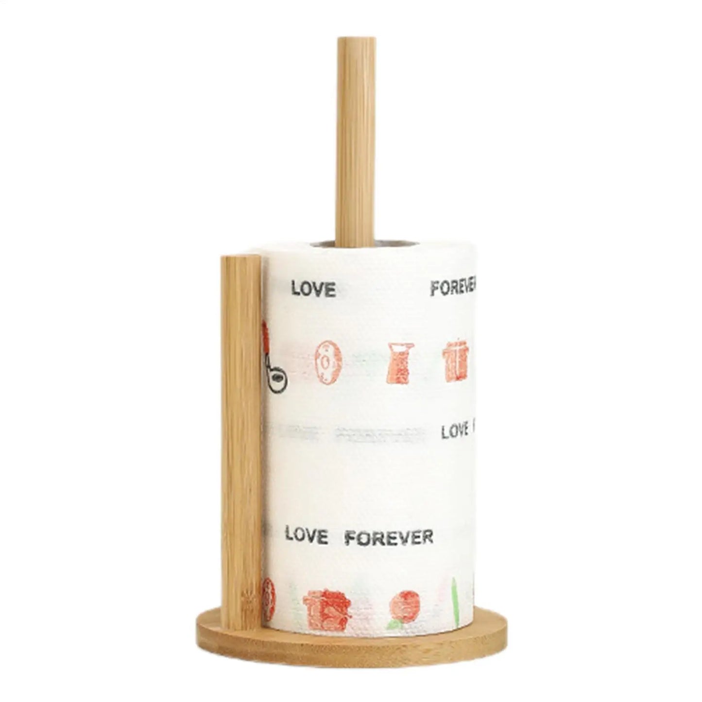 Rustic Wooden Paper Towel Holder – Farmhouse Countertop Stand with Anti-Skid Base