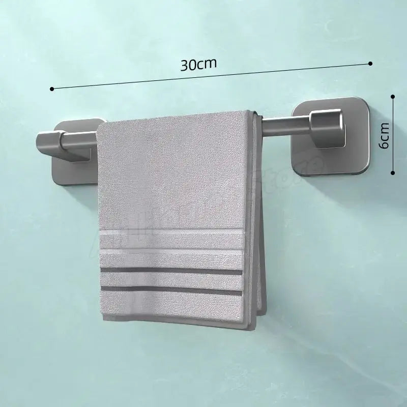Self-Adhesive Wall-Mounted Towel Rack – No-Drill Bathroom Bar & Corner Storage Shelf