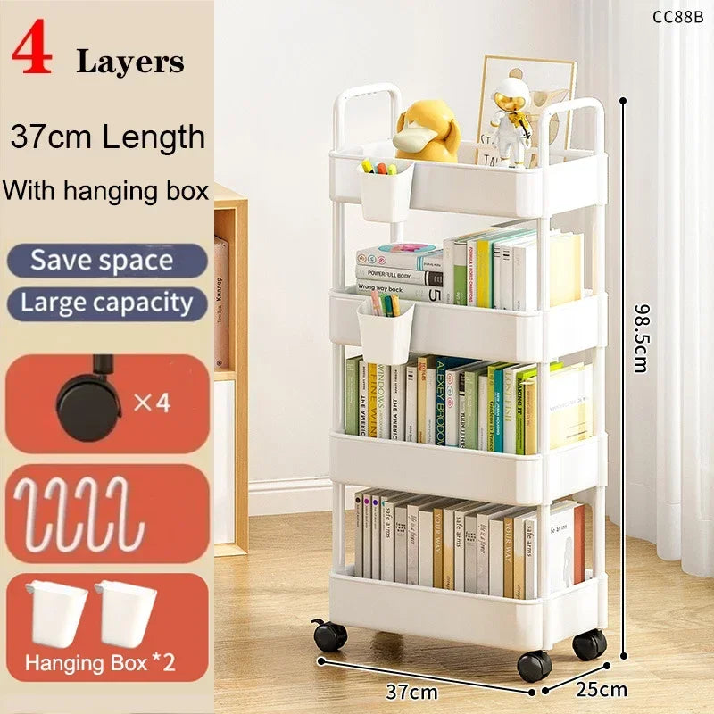 Multi-Layer Mobile Storage Cart with Wheels – Kitchen, Bathroom & Home Organizer