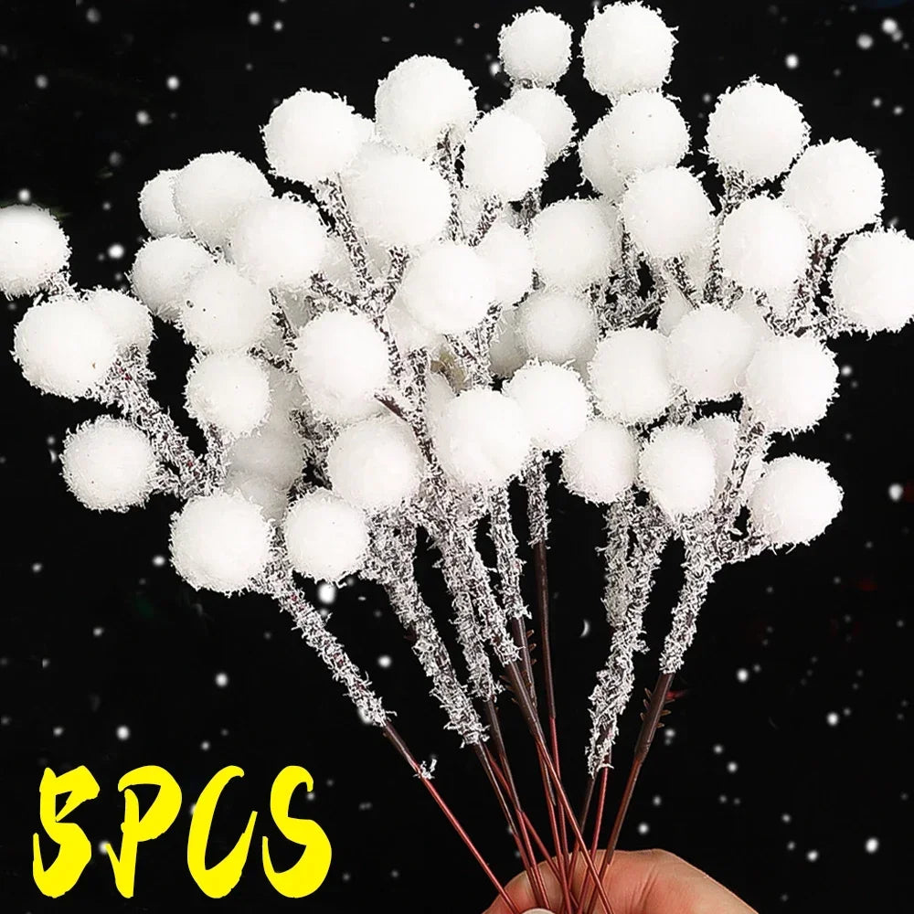 Artificial Snow-Tipped Berry Branches – Holiday & Event Decoration