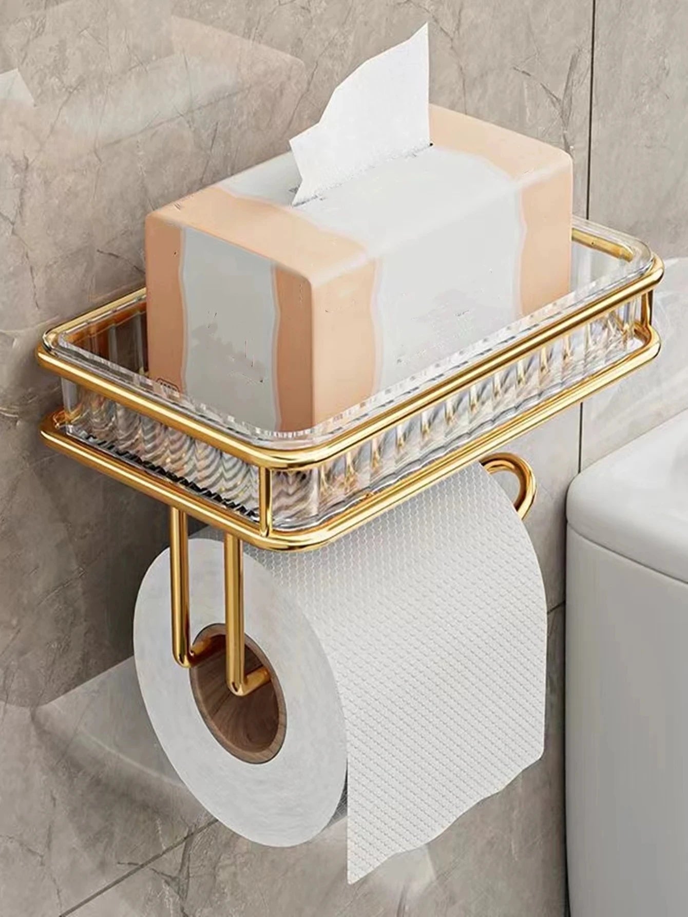Luxury Wall-Mounted Toilet Paper Holder – Tissue Box with Phone Stand