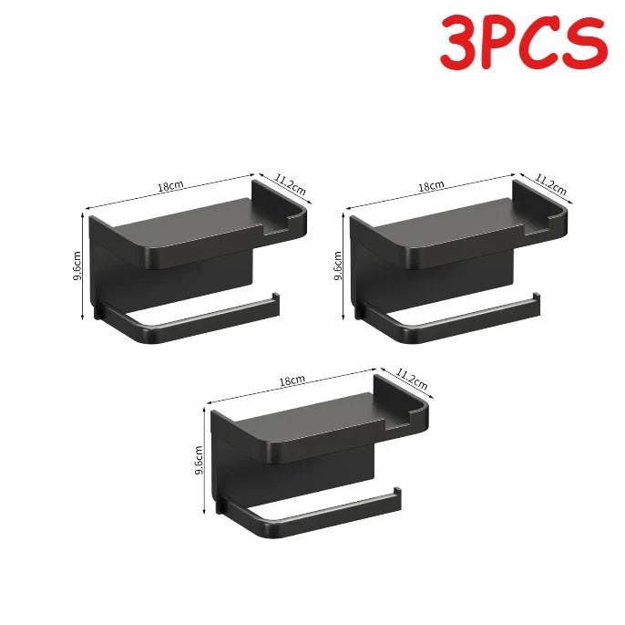 Wall-Mounted Plastic Toilet Paper Holder – Storage Rack & Towel Hook with Phone Stand