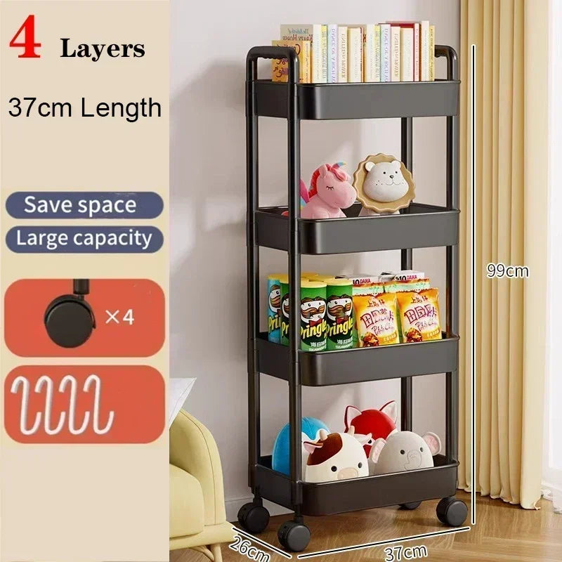 Multi-Layer Mobile Storage Cart with Wheels – Kitchen, Bathroom & Home Organizer