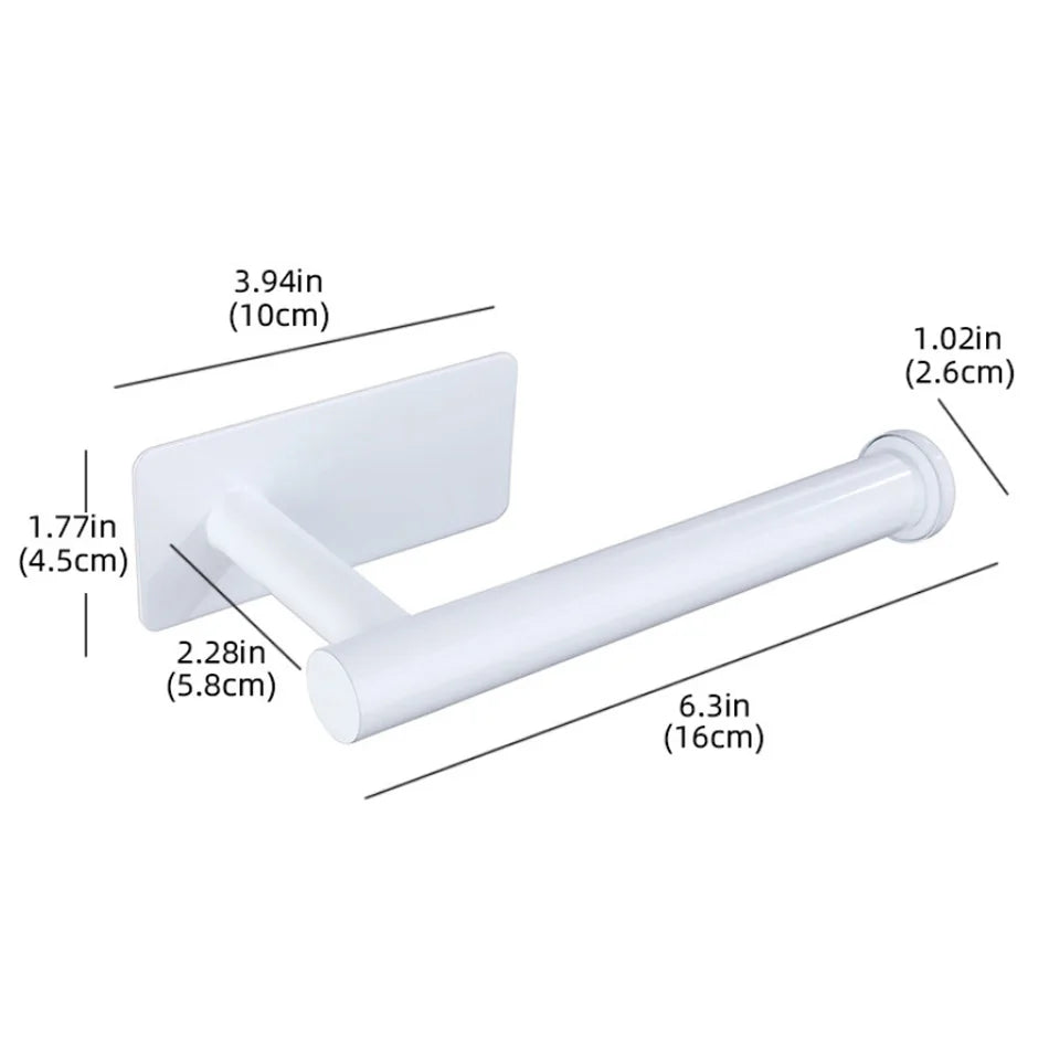 Adhesive Stainless Steel Paper Holder – Brushed Wall-Mounted Tissue & Towel Roll Stand