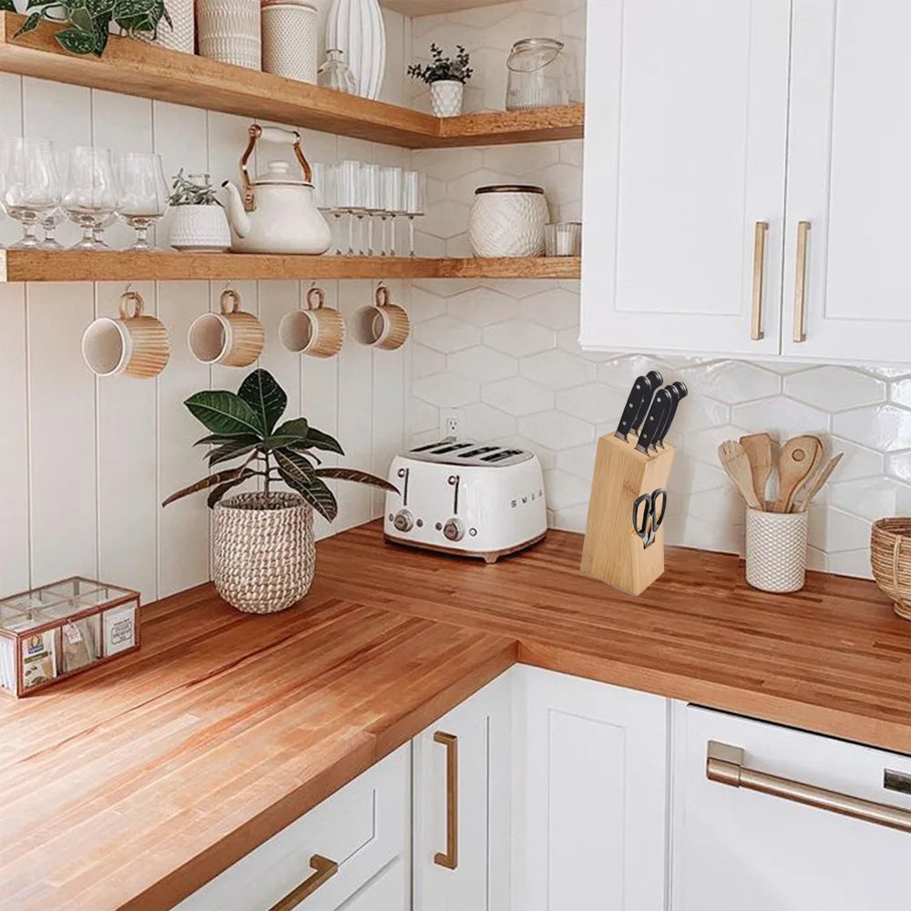 Bamboo Wood Knife Holder – Stylish & Durable Kitchen Organizer
